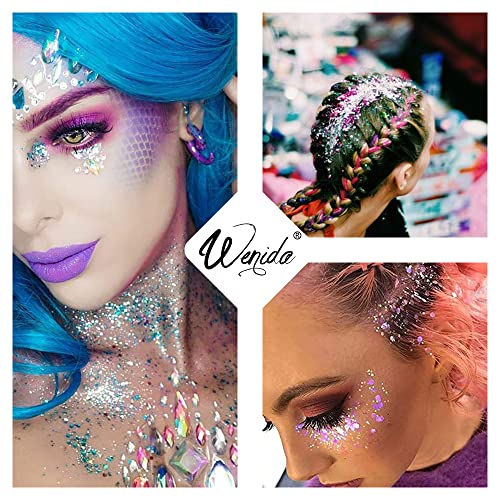 Body Glitter Wenida 8 Colors Iridescent Ultra Sparkle Opal Chunky Glitter Cosmetic Festival Makeup Powder for Nail Hair Eye Face