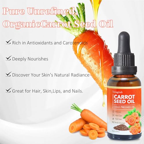 3Pack Organic Carrot Seed Oil for Hair & Skin, 100% Pure Natural Unrefined Duacus Carota Carrot Carrier Oil for Face and Lip Care, Scalp & Body Massage