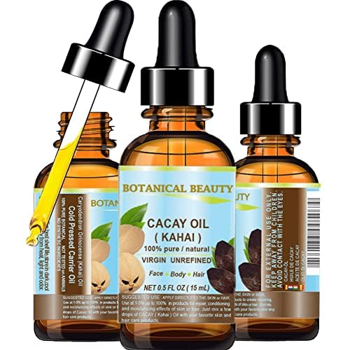 Botanical Beauty CACAY OIL 100% Pure Natural Virgin Unrefined WILD GROW Anti Wrinkle Face Oil Natural Retinol Vitamin A, Vitamin E. 0.5 Fl.oz.- 15 ml