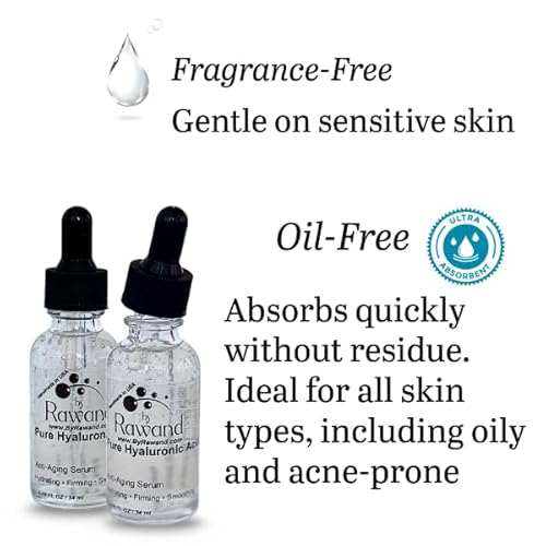 Pure Hyaluronic Acid 2% handmade with Rose water & Frankincense Multi Depth Hydration (High & Low Molecular Weight) Serum, Anti-Dryness, Oil-Free, Deep Hydrating, Anti Aging and Firming