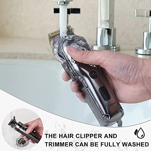 Hatteker Hair Clipper Cordless Barber Clipper T-Blade Beard & Nose Trimmer Grooming Kit Professional IPX7 Waterproof