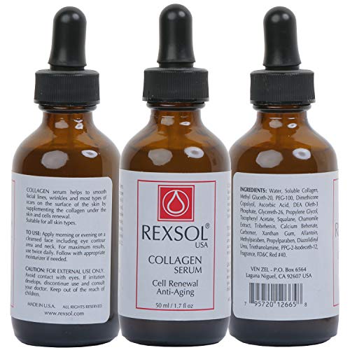 REXSOL Collagen Serum | With Vit C&E | Effective Anti Aging Serum For Face Care & Age Spot Remover | Anti Wrinkle Serum & Anti Aging Face Serum With Hyperpigmentation Treatment | Rapid Wrinkle Repair