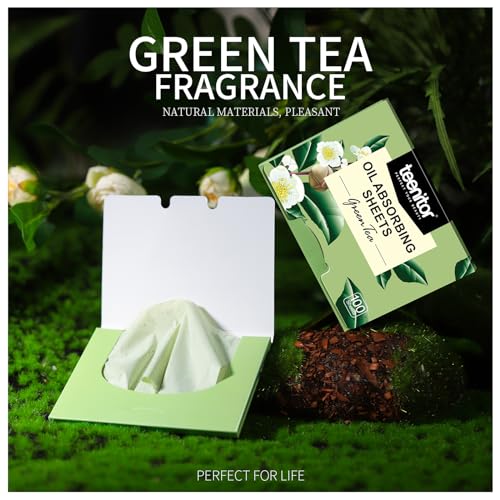 Teenitor Oil Blotting Sheets for Face, 2400 Sheets Oil Absorbing Sheets for Face, Green Tea Oil Absorbent Pads Oil Blotting Paper for Oily Skin, Face Oil Wipes Oil Sheets for Women Men, Large 10cmx7cm