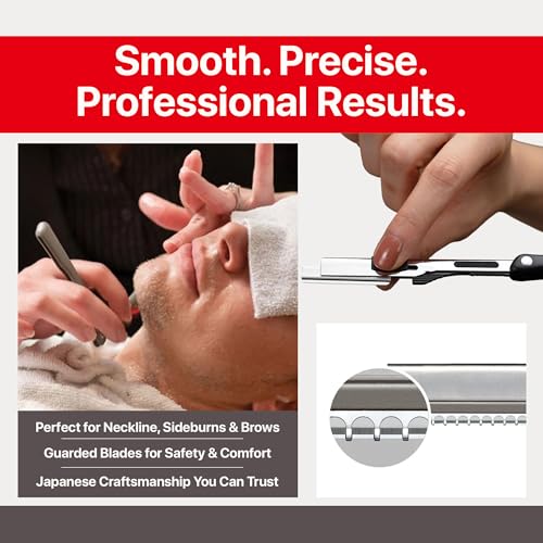 Feather - Nape and Body Razor Kit ? Professional Use Hair Cutting Tool - Includes Nape Razor, 10 Nape Blades & 2 oz Blade Glide ? Ideal for Nape, Sideburns, Eyebrows, and Bikini Line ? Made in Japan