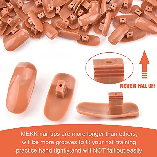 MEKK Practice Hand for Acrylic Nails Flexible Nail Practice Hand Never Fall off Nail Trainning Hand Kits with Nail Files, Brush, Acrylic Clipper and Tips