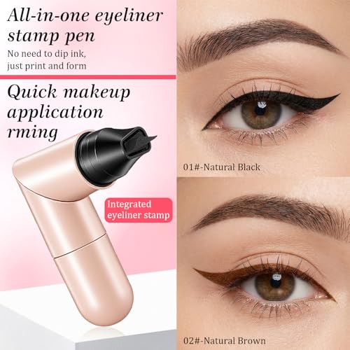 2PCS Gel Eyeliner Pencil Set Foldable Eyeliner Stamp Waterproof Eyeliners Tool for Beginners Innovative Design Eye Liner (Black & Brown)