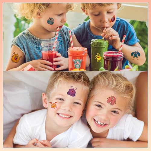 102 PCS Individually Wrapped Monster Temporary Tattoo for kids - Cute Little Monster Temporary for Girls Boy Body Arm Shoulder Cute Tattoos Stickers, Birthday Party Supplies Gifts for Kids