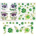 3 Sheets St Patricks Day Face Stickers Glitter Rhinestone Shamrock Face Gems Clover Body Stickers Jewels for Irish Party Favors Parades Accessories St Pattys Day Decorations(gem3)