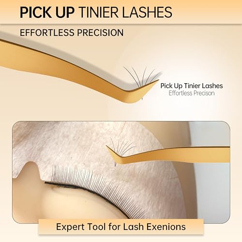 Isolation Tweezers for Eyelash Extensions for Volume, Isolation & Classic Lashes, Gold