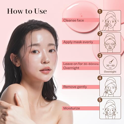 Deep Collagen Face Mask Overnight Hyrdrogel Korean Skincare - Dark Spot Corrector & Niacinamide - Hydrating Pore Minimizing Glass Skin Anti Aging | 0.88oz (25g) x 4ea