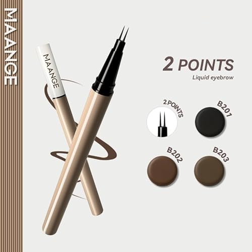MAANGE Liquid Brow 2-Fork-Tip£¬Ultra-fine Waterproof Long-lasting, Smudge-Proof, Creates Natural Tint,Deep Brown,B202-2pcs