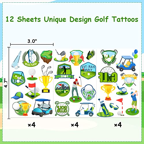Serencatcher Golf Temporary Tattoos, 12 Sheet 120 PCS Golf Party Favors Tattoos for Kids Sports Theme Hole in One Birthday Party Supplies Golf Club Sports Team Classroom School Prizes Rewards