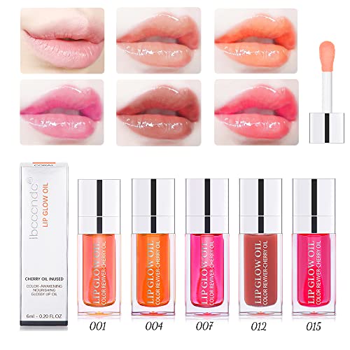 Hydrating Lip Glow Oil, Moisturizing Lip Gloss, Plumping Lip Oil, Non-Sticky Long Lasting Gloss, Transparent Lip Oil Tinted, Reduce lip lines