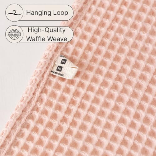 Premium 100% Turkish Cotton Wash Cloths & Face Towels Pack of 8, Luxury Turkish Waffle Washcloth Ideal for Bath, Makeup, Kitchen (Light Pink, Set of 8 Washcloths)