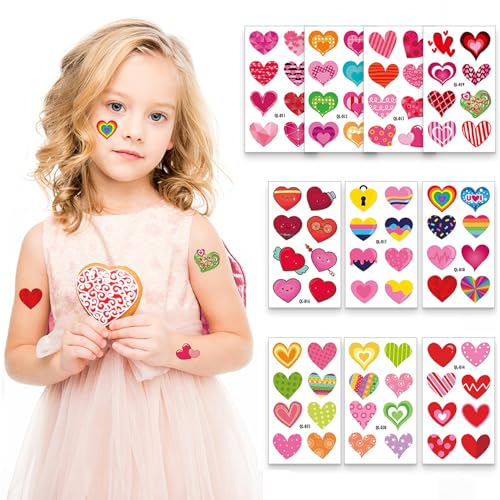 Y&C TENCOB Heart Temporary Tattoos | valentines day tattoos temporary Kids Teenages Women,Wedding Love Confession Couple Bridesmaid Party Temporary Stickers Tattoos Sticker for Boys Girls