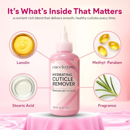 Cuccio Pro Hydrating Cuticle Remover 4 fl oz ? Professional Fast-Acting Cuticle Softener & Remover for Dry, Rough Cuticles, Moisturizing Lanolin-Infused Formula for Healthy Nails