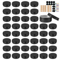 YQ 60 Pack 2oz Tins with Lids, Salve Tins Round Aluminum Tin with Lids, 2 oz Metal Tin Cans with Lid and Label, Refillable Black Containers for Balm,Beads,Weeds,Seeds,Salve,Spices and Homemade Candles