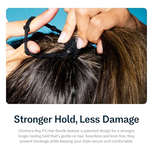 GIMME Women's Beauty Spring Back Hair Bands - No-Snag Elastic Bands for Medium - Gentle Ponytail Holders - Style Essential - Stretchy Hair Tie Pack - Black, 12 Pack