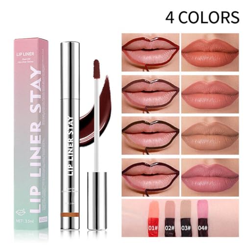 Lip Liner Peel Off Lip Liner Stain Pencil Waterproof Long Lasting Transfer-Proof High Pigment (03#)