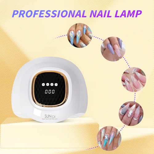 248W UV Nail Lamp Gel Nail Lamp UV Dryer with 63 Beads for Gel Nails LED Nail Lamp, Automatic Sensor and 4 Timer Settings Perfect for Home and Salon Use Professional Quality Nail Dryer (C4)