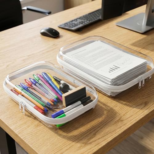 Dimore Ultimate Organizer Kit - 9 Pack Clear Hard Shell Zipper Case (3 Large + 3 Medium + 3 Small) Multi-Size Set, Complete Storage Solution for Makeup, Crafts, Toys, Electronics