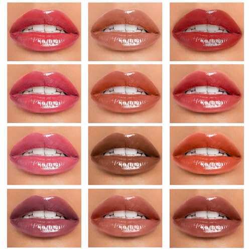 Dmsky Lip Gloss Set 12 Pack,12 Colors Lip Gloss for Women, Moisturizing Lip Gloss Bulk with Vitamin E for Dry Cracked Lips