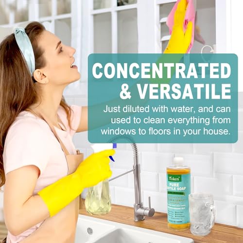 EWG Verified Castile Soap Liquid Unscented 33.8 fl oz Pure Castile Liquid Cleanser Made With Organic Oil, Clean & Gentle, Natural Castor Oil Soap for Body Wash, Hand, Dishes, Laundry