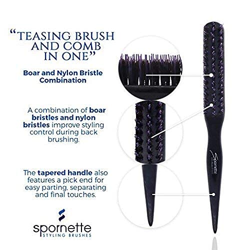 Spornette Little Wonder Boar Purple Bundle with Hair Brush Cleaner