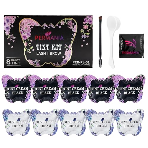 PERMANIA Lash Color Kit, Professional Natural Black Brow Color Lasts up to 4 Weeks for Newbie & Pro Kit Fast Quick Coloring (without silicone eye patch)
