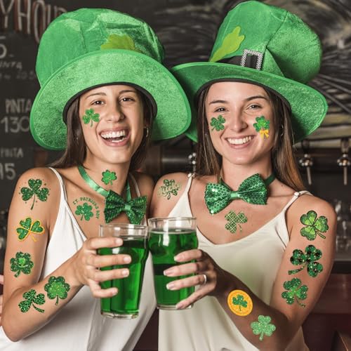 winthrop 240 Pcs Glitter Shamrock Temporary Tattoos for Kids, Individually Wrapped Safety Waterproof Tattoos, Best Choice for St Patrick's Day Classroom gadgets Matching Game Irish Party, 60 Designs