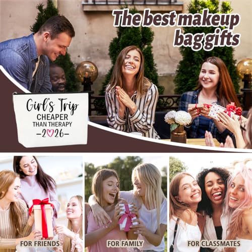 6 PCS Girls Trip Gifts Favors 2025 Girls Weekend Gifts for Women Bestie Gifts Friend Gifts Girls Trip Favors for Her Sister Niece Friendship Holiday Vacation Makeup Bag Weekend Bags for Women