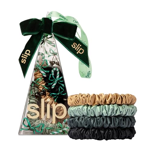 slip Skinny Scrunchies in Sweetie Pie Ornament Packaging: Anti-Crease, Anti-Breakage Slipsilk¢â Design Protects Delicate Hair | Includes 4 Pure Silk Scrunchies