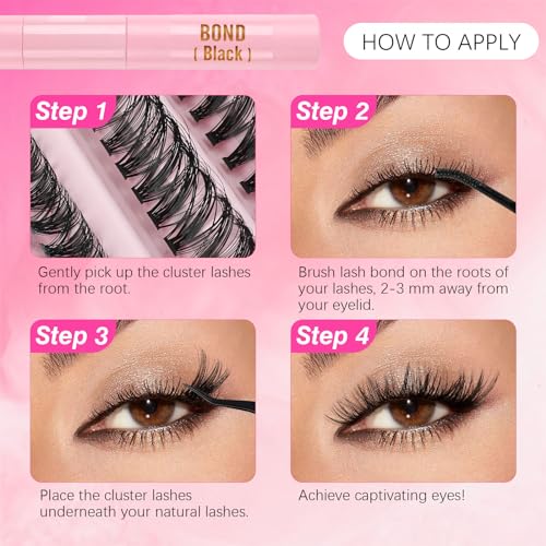 Eyelash Extension Kit 167pcs DIY Individual Eyelashes Kit Cluster Lashes D Curl 8-16mm Lash Extension Kit with Lash Bond Lash Remover Lash Kit Set(60D+80D-8-16Mix Kit)