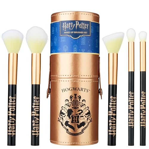 Harry Potter Gifts Makeup Brushes Set for Women, Teens, 5 Piece Makeup Brush Set with Travel Case for Eyeshadow Blush Contour Beauty