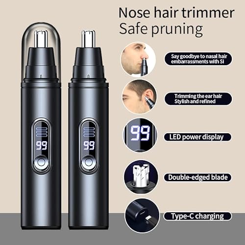 Nose Hair Trimmer for Men,USB Rechargeable Eyebrow & Facial Hair Trimmer,Dual Edge Waterproof Blades for Easy Clean