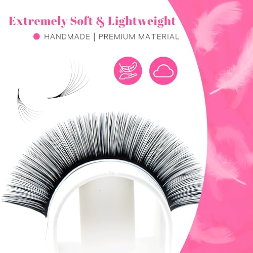 TDANCE Cashmere Easy Fan Lash Extensions Self Fanning Volume Lash Extension D Curl 0.07mm 14-19mm Matte Black Mega Volume Eyelash Extensions(0.07-D,14-19mm)