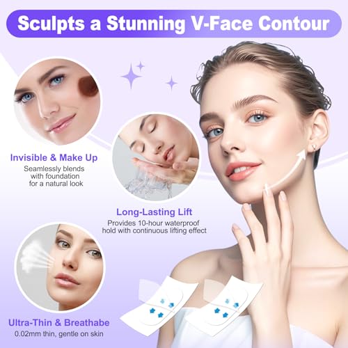 Neck Tape Lifting Invisible,Face Lift Tape,Face Tape Lifting Invisible,200PCS Neck Lift Tape Turkey, Tightening Face Lifter Tape Facial Tape for Sagging Skin Double Chin Jowls Eyes Wrinkles Makeup
