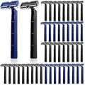 Chumia 30 Pieces Disposable Razors Bulk Individually Wrapped Disposable Safety Twin Blade Razors with Clear Safety Cap for Travel Hotels Motels Beauty Salons Homes