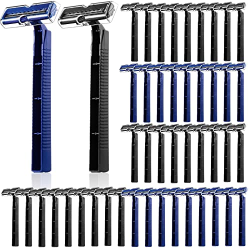 Chumia 30 Pieces Disposable Razors Bulk Individually Wrapped Disposable Safety Twin Blade Razors with Clear Safety Cap for Travel Hotels Motels Beauty Salons Homes