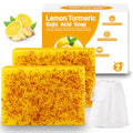 Lemon Kojic Acid Soap, Lemon Turmeric Bar with Vitamin C for Face, Body Hands, Turmeric Soap for Dry Sensitive Skin 2 Bars