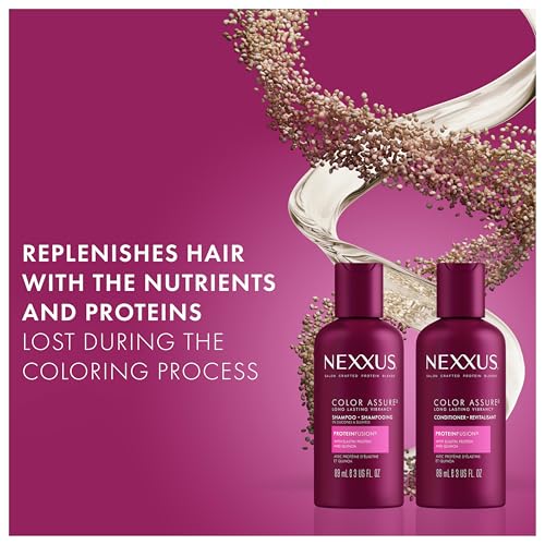 Nexxus Shampoo, Color Assure, Travel-Size 3-Pack ? Replenishes and Extends Hair Color Vibrancy, 3 Oz Ea