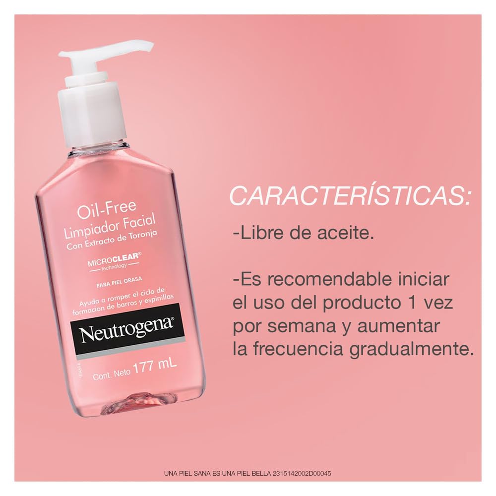 Neutrogena Oil-Free Salicylic Acid Pink Grapefruit Pore Cleansing Acne Wash and Facial Cleanser with Vitamin C, 9.1 fl. oz