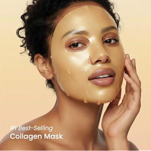 MISS SPA Boost Glow Hydrogel Facial Mask Collagen & Peptide Infused Sheet Mask Moisturizing, Firming & Radiance-Boosting Skincare Treatment for Glowing Skin, Anti Aging Skin Care, 4 Pack