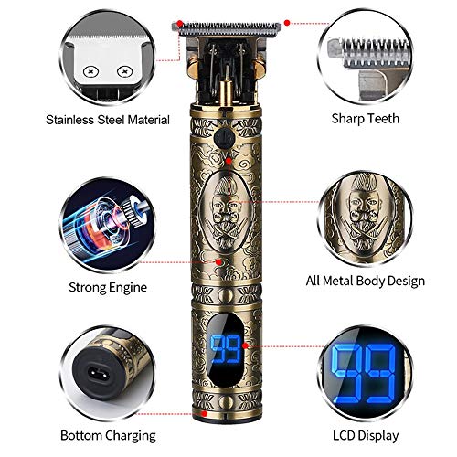 Beard Trimmer Hair Clippers for Men, Professional T-Blade Trimmer Cordless Rechargeable Hair Edgers Clippers Electric Beard Shaver with LED Display