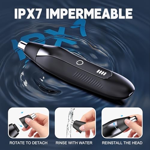 Nose Hair Trimmer for Men - 16000RPM Motor, LED Power Display, Portable Electric Ear & Eyebrow Grooming Kit, Nose Hair Cutter & Remover, Face & Body Clipper, Gift for Men