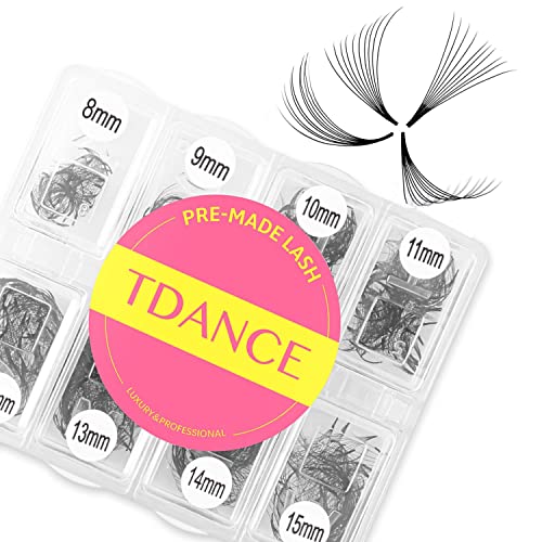 TDANCE 600 Fans Premade Fans Eyelash Extensions Natural & Volume Mixed Length Premade Lash Fans 5D-24D Handmade Promades Eyelash Fans C/D Curl Loose Fans(600-10D-0.07-D-8-15mm)