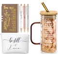 Skylety 6 Pcs Christian Gifts Set for Women Friend Sister Mom Prayer Journal with Pens Cup Bag Bible Study Supplies for Birthday Easter Mother's Day Church Office Gifts(Brown)