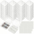 48 Pcs Press on Nail Boxes with 180 Pcs Adhesive Double Sided Tape Acrylic Press on Nail Packaging Cases Clear Transparent Storage Case Organizer for Display Art Salon Supplies