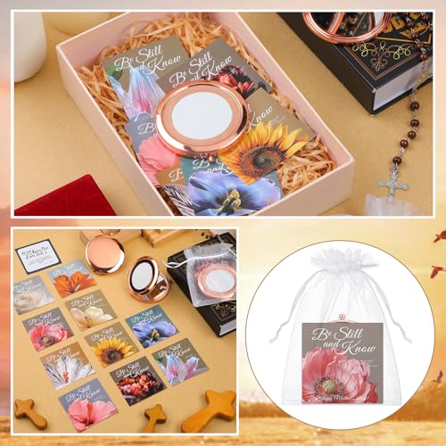 36pcs/12sets Christmas Christian Mirror Gifts for Women Bulk Bible Verse Cards with Makeup Compact Pocket Mirror Religious Christmas Church Party Favors for Xmas Stocking Stuffers Women