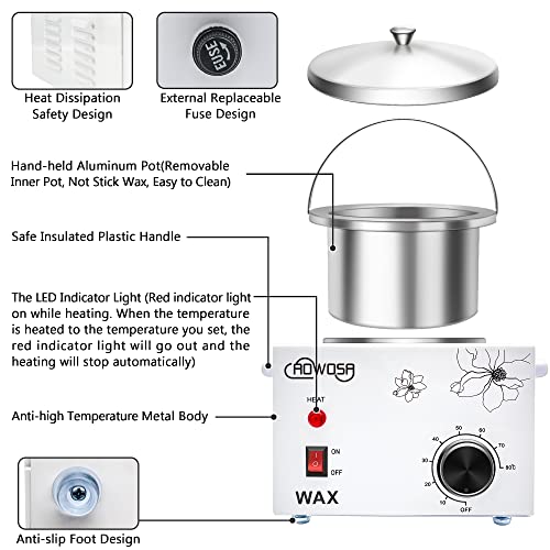 Single Wax Warmer Professional Electric Wax Heater Machine for Hair Removal, Large Waxing Pot Paraffin Facial Skin Body SPA Salon Equipment with Adjustable Temperature Set